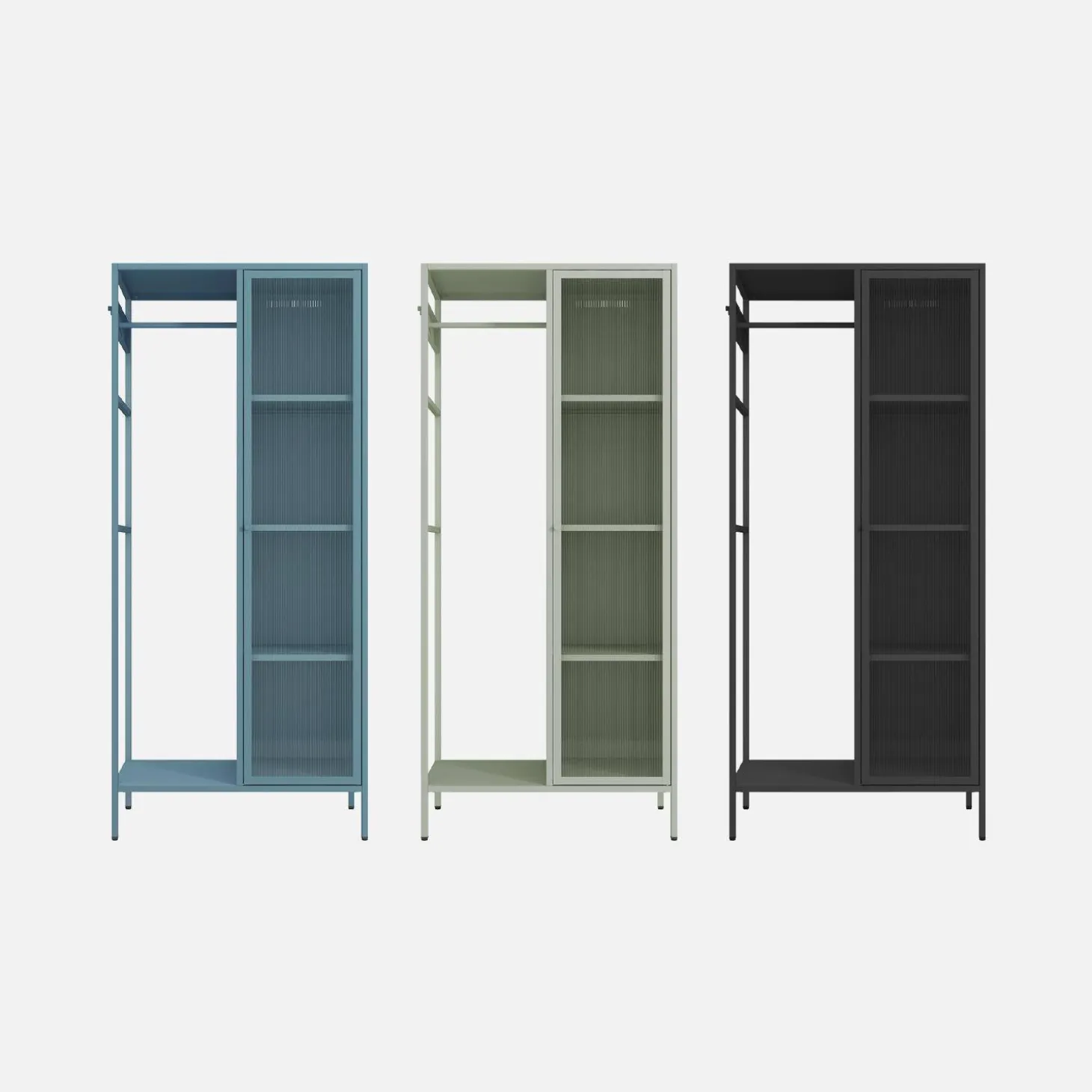 Vestidor armario industrial metal con barra + 5 espacios de almacenamiento