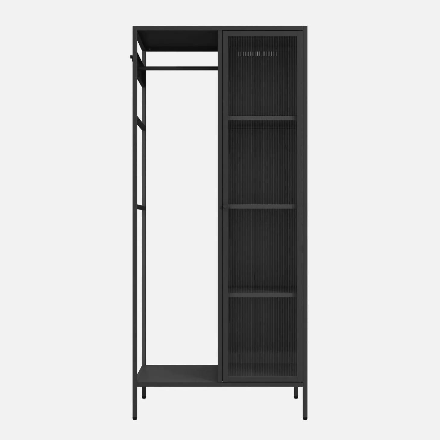 Vestidor armario industrial metal con barra + 5 espacios de almacenamiento