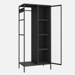 Vestidor armario industrial metal con barra + 5 espacios de almacenamiento