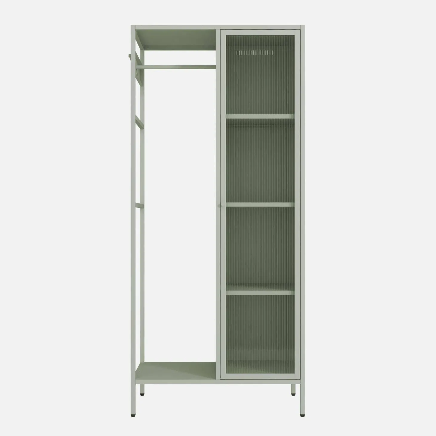 Vestidor armario industrial metal con barra + 5 espacios de almacenamiento