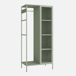Vestidor armario industrial metal con barra + 5 espacios de almacenamiento