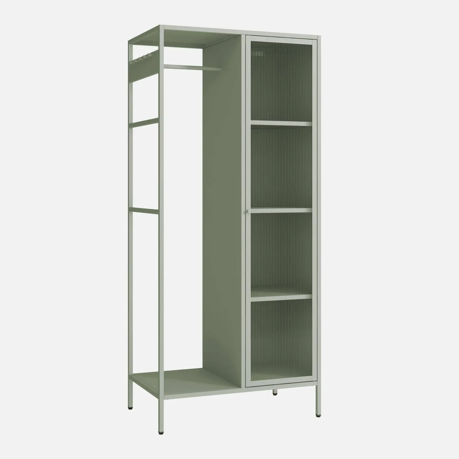 Vestidor armario industrial metal con barra + 5 espacios de almacenamiento