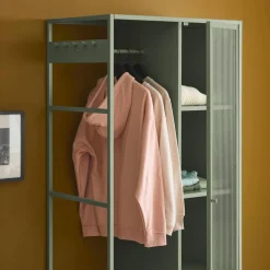 Vestidor armario industrial metal con barra + 5 espacios de almacenamiento
