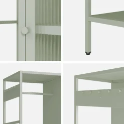 Vestidor armario industrial metal con barra + 5 espacios de almacenamiento
