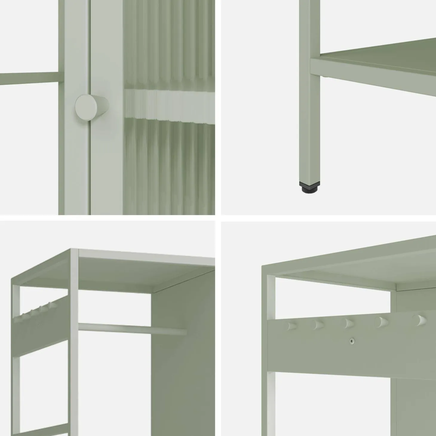 Vestidor armario industrial metal con barra + 5 espacios de almacenamiento