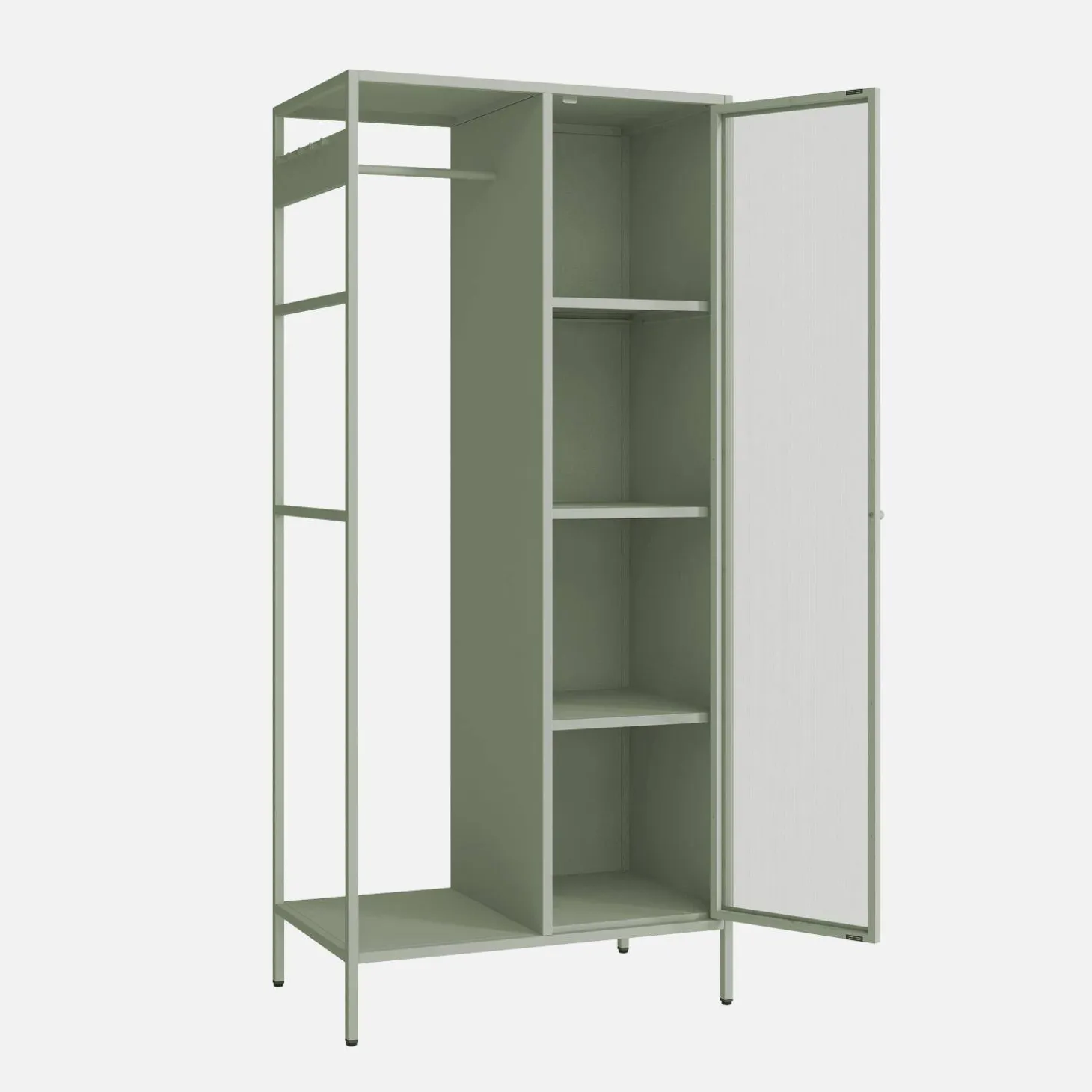 Vestidor armario industrial metal con barra + 5 espacios de almacenamiento