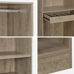 Vestidor con 5 estantes, una barra de colga y portapantalones