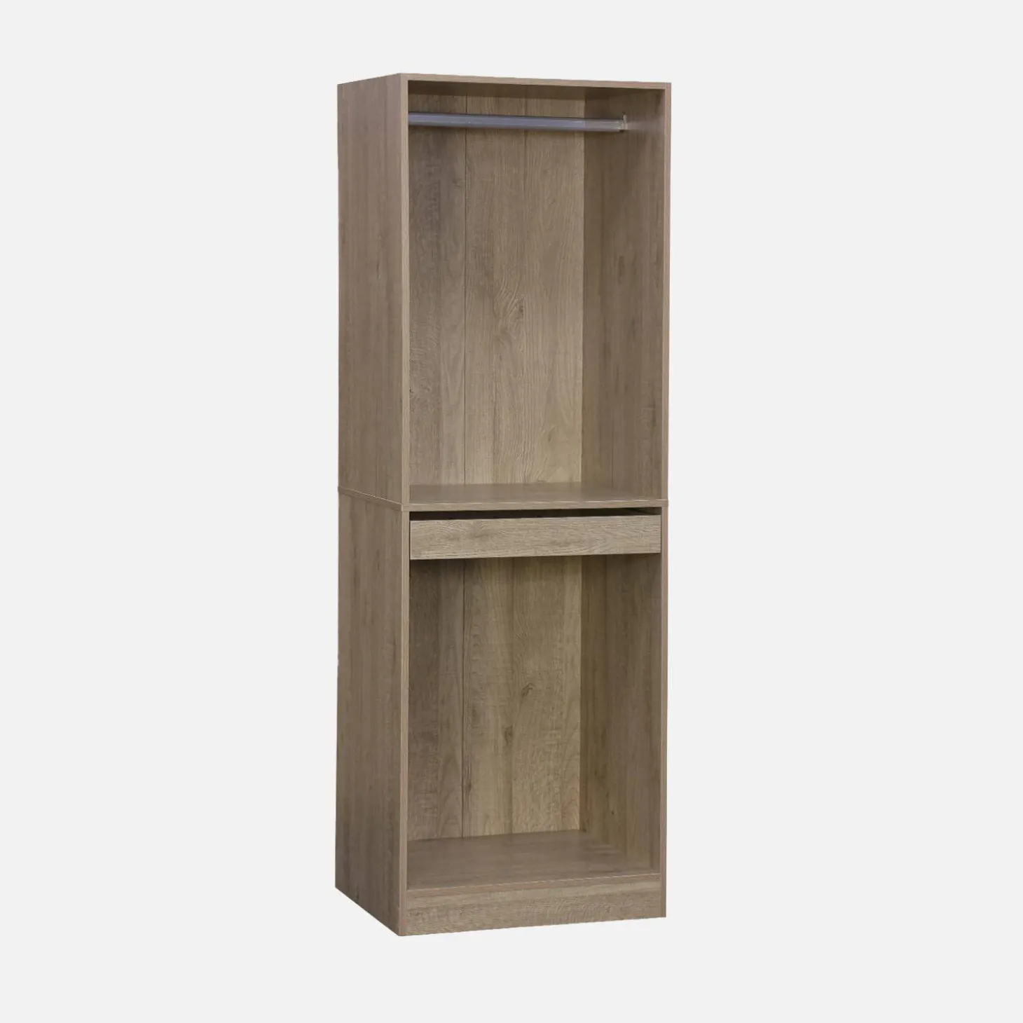 Vestidor con 5 estantes, una barra de colga y portapantalones