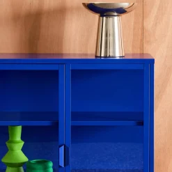 Vitrina de acero y vidrio templado de 2 puertas, 80cm