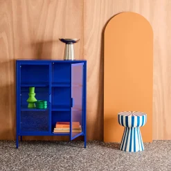 Vitrina de acero y vidrio templado de 2 puertas, 80cm