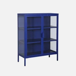 Vitrina de acero y vidrio templado de 2 puertas, 80cm