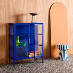 Vitrina de acero y vidrio templado de 2 puertas, 80cm