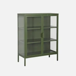Vitrina de acero y vidrio templado de 2 puertas, 80cm
